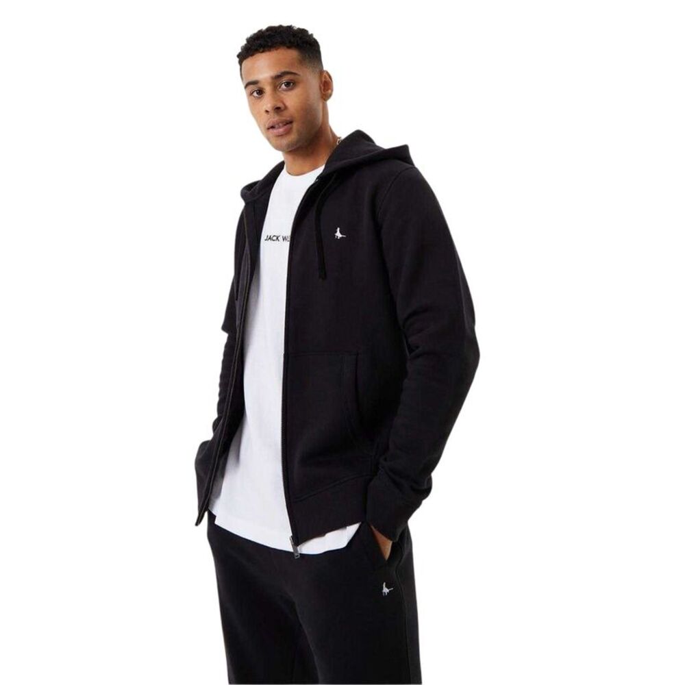 Jack Wills Mens Pinebrook Graphic Full Zip Hoodie / Black